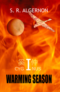 Warming Season cover showing flames, a planet and a swan in flight.